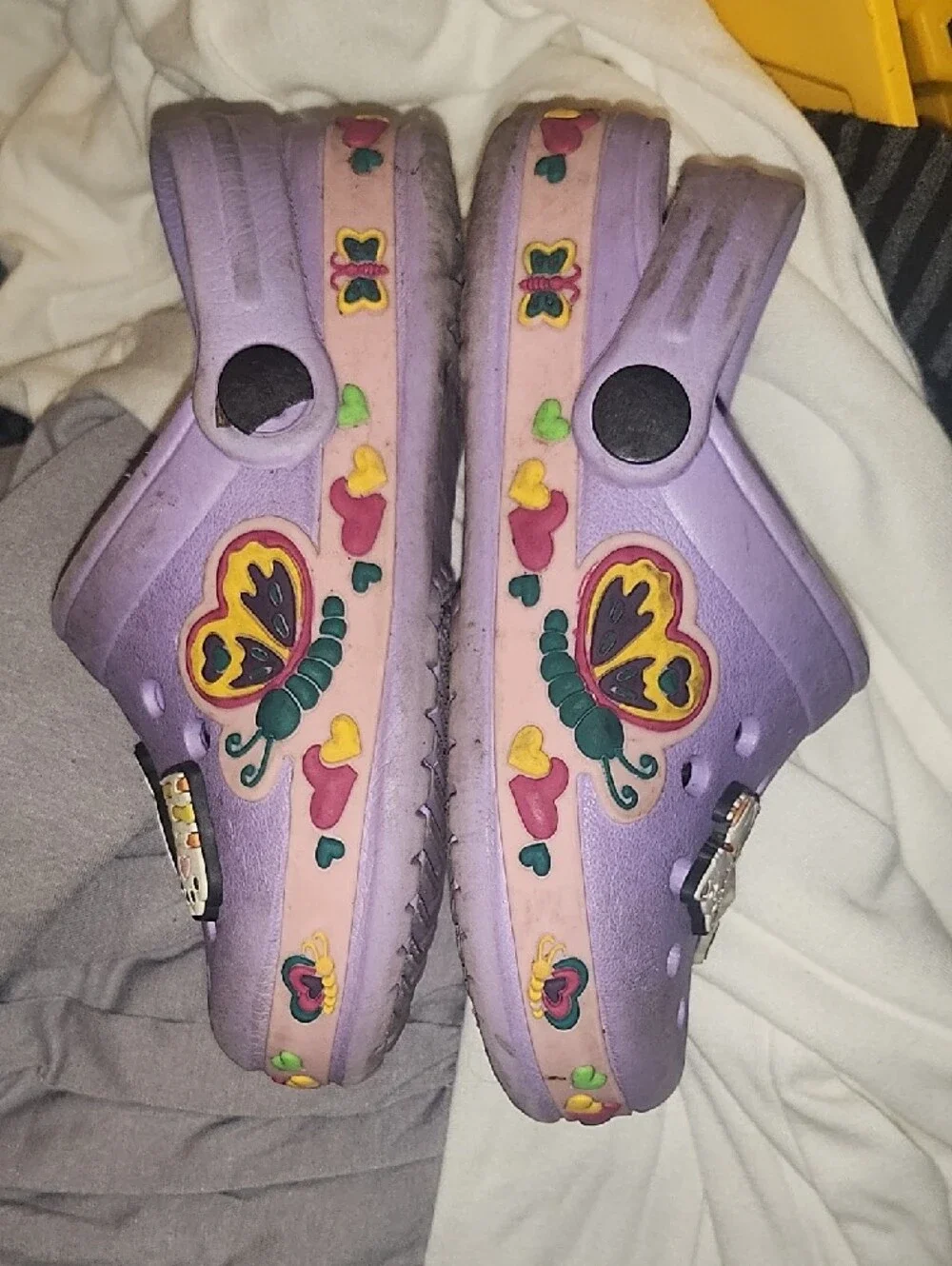 Kids Purple Butterfly & Cat Clog Sandals - Slip-On Comfort